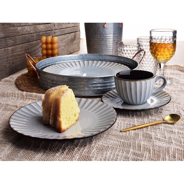 Talerz obiadowy Evie Grey 26,5 cm do serwowania dań głównych