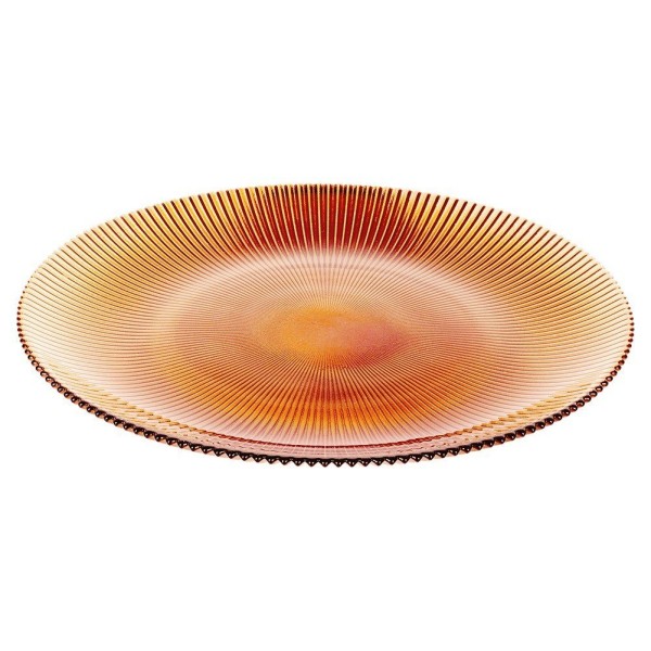 Тарілка обідня, VILDE 139730, скляна плоска 28 см, бурштинова для подачі страв