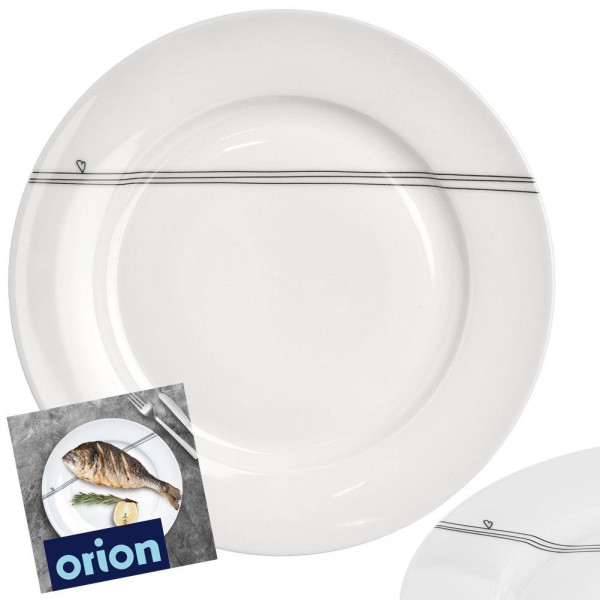 Тарілка обідня, ORION, SERCE 27 см, плоска порцелянова біла — для подачі страв на щодень