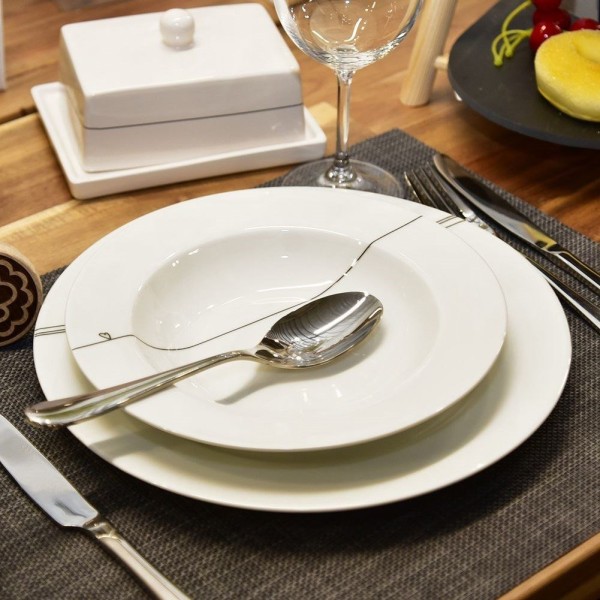 Тарілка обідня, ORION, SERCE 27 см, плоска порцелянова біла — для подачі страв на щодень