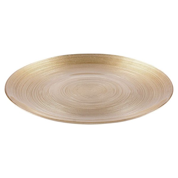 Таріль, VILDE, 139266 — скляна плоска обідня тарілка 28 см, золотий кант, для сервірування