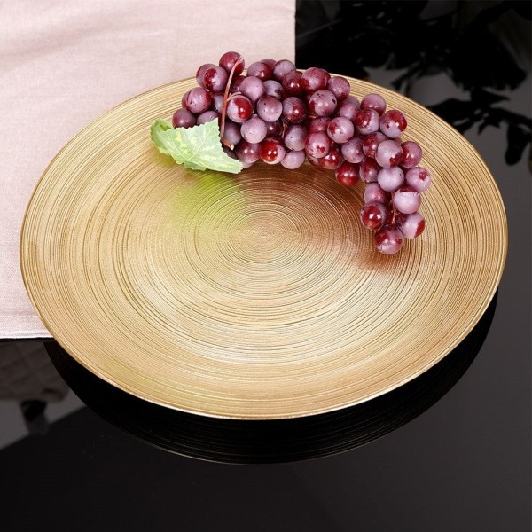 Таріль, VILDE, 139266 — скляна плоска обідня тарілка 28 см, золотий кант, для сервірування