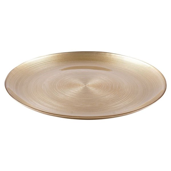 Тарілка обідня, VILDE 139267, скляна плоска золота 32.5 см — для сервірування столу