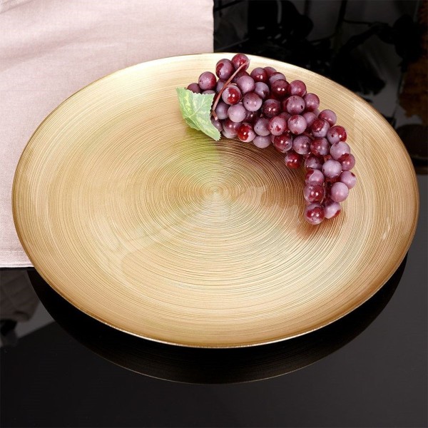 Тарілка обідня, VILDE 139267, скляна плоска золота 32.5 см — для сервірування столу