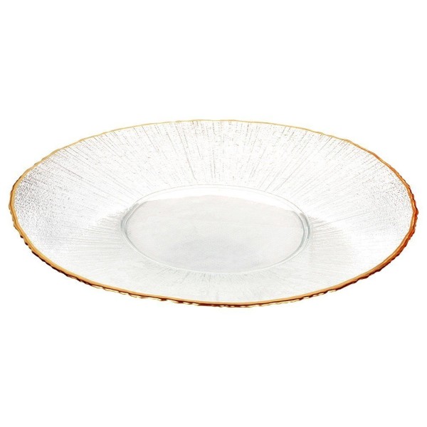 Тарілка обідня VILDE 139721, скляна плоска 28 см, золота — для сервірування та подачі страв