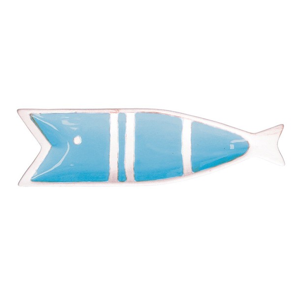 Talerz uniwersalny Rituali Domestici Pelagicoillogico jasnoniebieski 38,5x11x3 cm do serwowania ryb