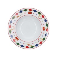 Тарілка для борщу Rose&Tulipani The Christmas Band 24 см, супова для святкового сервірування
