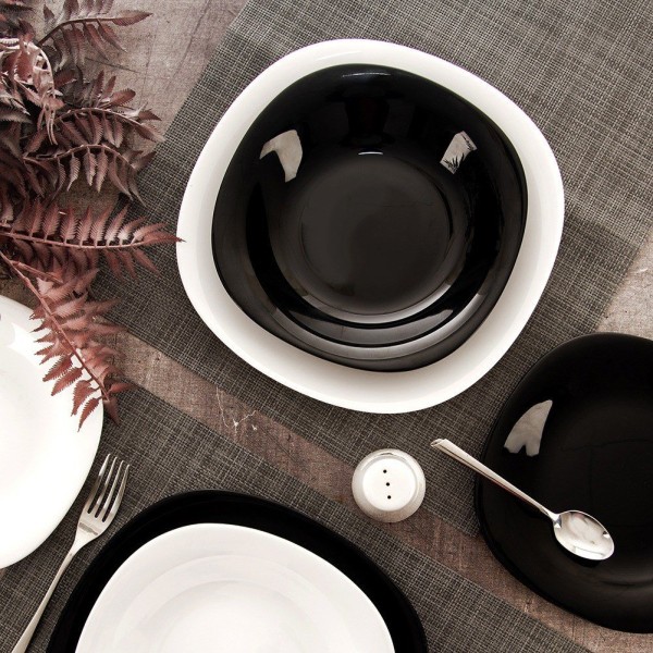 Тарілка глибока, Orion LUNA 21.5 см, скляна чорна, для супу/борщу, обʼєм 650 мл