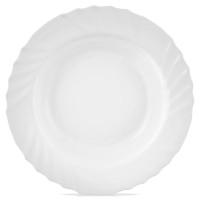 Глибока тарілка, Orion LUNA 22.5 см, скляна біла, 350 мл — для подачі супу/бульйону