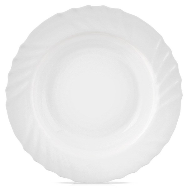 Глибока тарілка, Orion LUNA 22.5 см, скляна біла, 350 мл — для подачі супу/бульйону