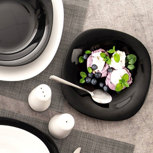 Десертна тарілка, ORION, LUNA 20.5×20.5×1.8 см, скляна чорна для сервірування десертів