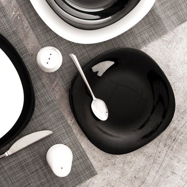 Десертна тарілка, ORION, LUNA 20.5×20.5×1.8 см, скляна чорна для сервірування десертів