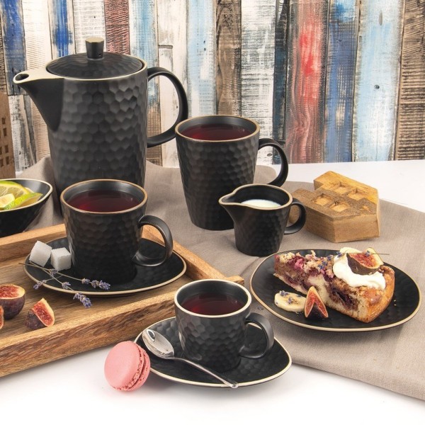 Десертна тарілка, Orion TEA TIME 16.5×15 см, керамічна чорна — для сервірування чаю та десертів