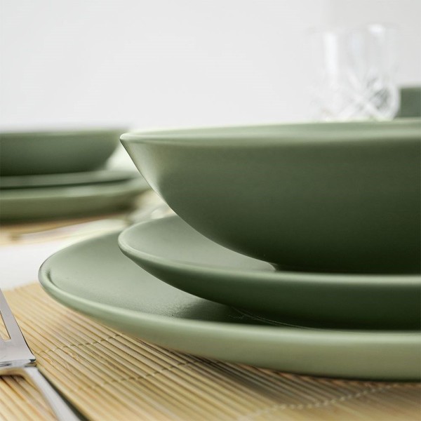 Десертна тарілка Orion ALFA 21.5 см, керамічна зелена — для подачі десертів та закусок