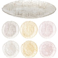 Talerze deserowe szklane 21 cm 6 rodzajów zestaw