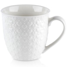Kubek do kawy i herbaty ORION 128846, ceramiczny 580 ml, biały z sercami