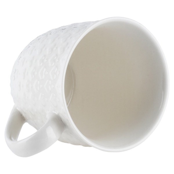 Kubek do kawy i herbaty ORION 128846, ceramiczny 580 ml, biały z sercami