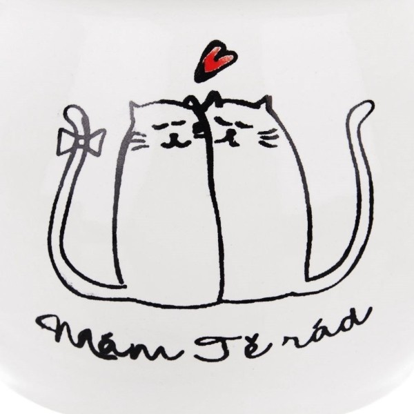 Kubek ceramiczny ORION 128841 do kawy i herbaty, 300 ml, biały z motywem kotów