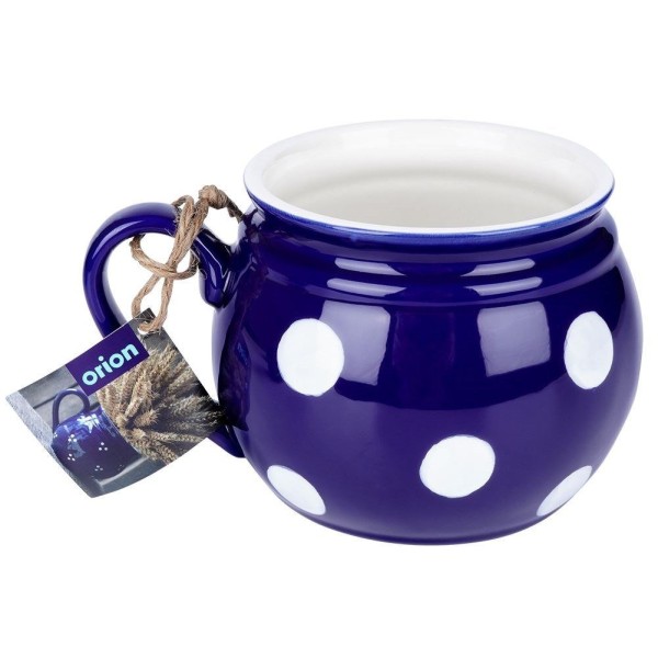 Kubek Orion 125645 ceramiczny duży 850 ml do herbaty i grzanego wina niebieski w grochy