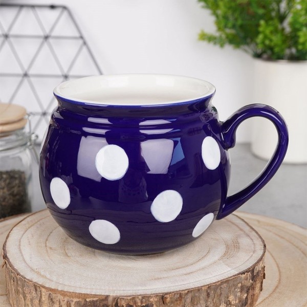 Kubek Orion 125645 ceramiczny duży 850 ml do herbaty i grzanego wina niebieski w grochy