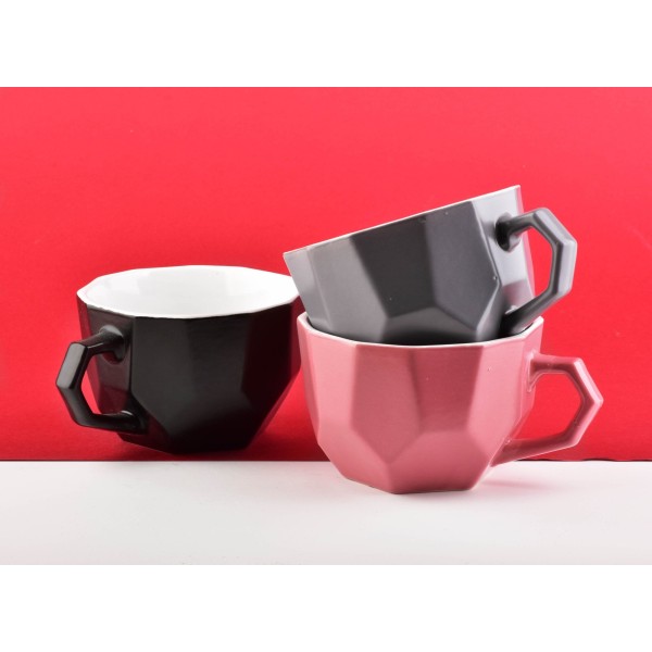 Kubek SALLY Geo Grey 450 ml do serwowania napojów