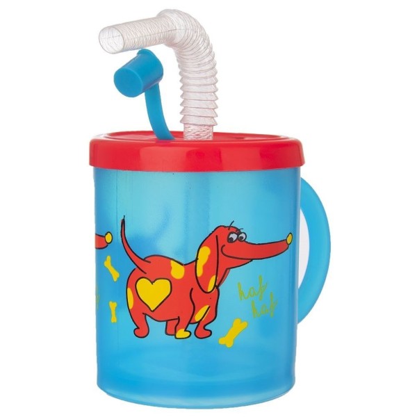Kubek dziecięcy, ORION 112276, z słomką, 260 ml, motyw piesek