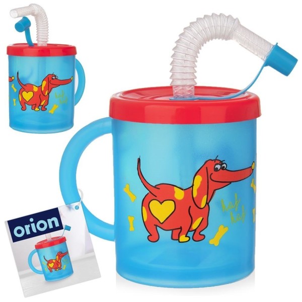 Kubek dziecięcy, ORION 112276, z słomką, 260 ml, motyw piesek