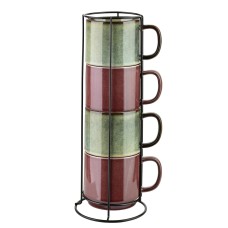 Komplet kubków EVIE 400 ml 4 sztuki na stojaku do kuchni