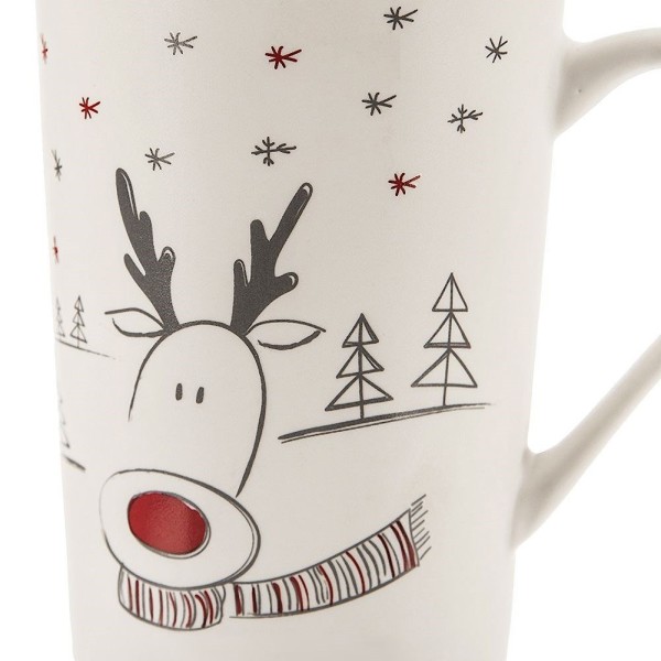 Kubek porcelanowy ORION 128879 — do kawy i herbaty, renifer, 430 ml