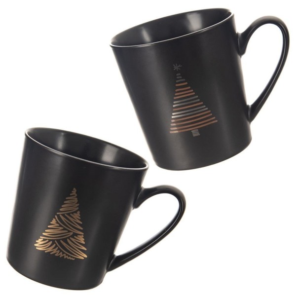 Kubek porcelanowy ORION 129611 do kawy i herbaty 500 ml czarny choinka