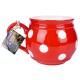 Kubek ceramiczny ORION 125654 do herbaty i grzanego wina, czerwony w grochy 950 ml