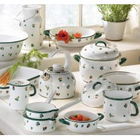 Кубок, RIESS, Kubek do picia 3/8L GMUNDNER Streublumen — кухонний кухоль для пиття 0,375 л, емальований (для дому, кухні)