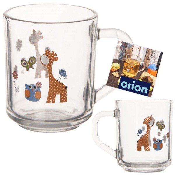 Кубок, Orion, Żyrafa 230 ml — скляний кухонний кухоль з ручкою для чаю, соку, какао