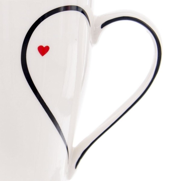 Kubek porcelanowy ORION 128805 — do herbaty i kawy, serce, biały 380 ml