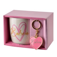 Kubek, BABCIA, kubek z brelokiem 350 ml — do domu i na prezent 8,5×12×9 cm