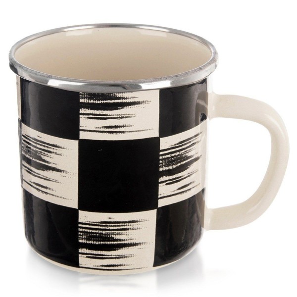 Kubek emaliowany, Orion SZACHOWNICA 112445 — do kawy i herbaty 400 ml
