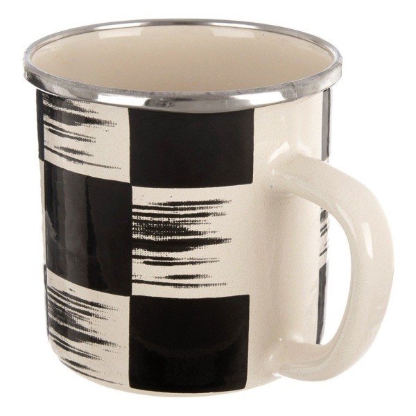 Kubek emaliowany, Orion SZACHOWNICA 112445 — do kawy i herbaty 400 ml