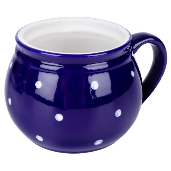 Kubek ceramiczny ORION 125649 — do kawy i herbaty, niebieski w grochy 200 ml