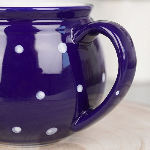 Kubek ceramiczny ORION 125649 — do kawy i herbaty, niebieski w grochy 200 ml