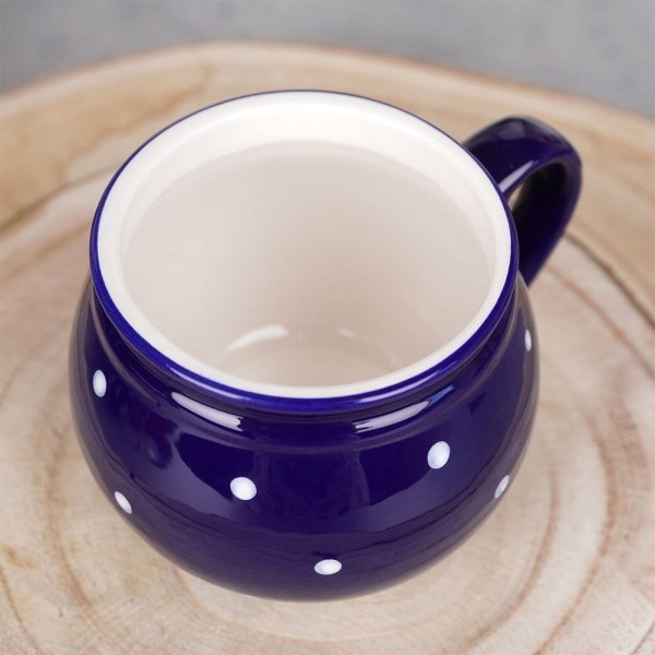 Kubek ceramiczny ORION 125649 — do kawy i herbaty, niebieski w grochy 200 ml