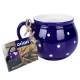 Kubek ceramiczny ORION 125649 — do kawy i herbaty, niebieski w grochy 200 ml