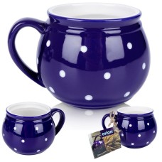 Kubek ceramiczny ORION 125649 — do kawy i herbaty, niebieski w grochy 200 ml