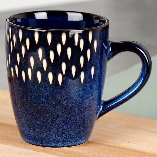 Kubek ceramiczny, SIAKI COLLECTION 139709 — do kawy i herbaty, granatowy 350 ml