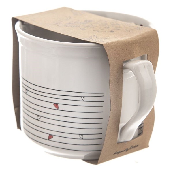 Kubek Orion SERCE 650 ml, ceramiczny z woreczkiem na herbatę, biały