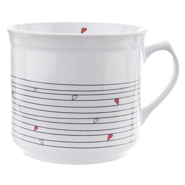 Kubek Orion SERCE 650 ml, ceramiczny z woreczkiem na herbatę, biały