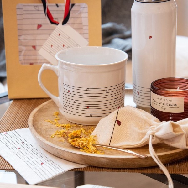 Kubek Orion SERCE 650 ml, ceramiczny z woreczkiem na herbatę, biały