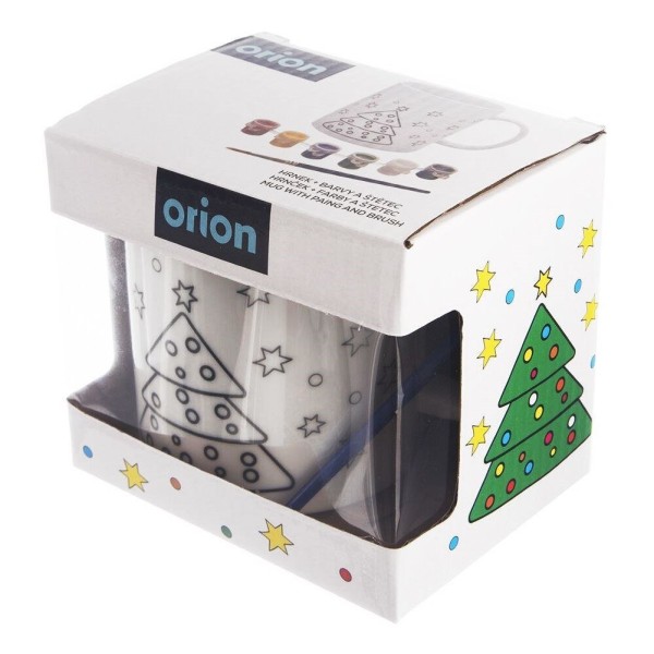 Kubek porcelanowy, ORION 129438, do malowania choinka 350 ml, zestaw z farbkami