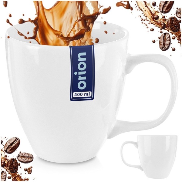 Kubek porcelanowy Orion MONA 400 ml — do kawy i herbaty, biały