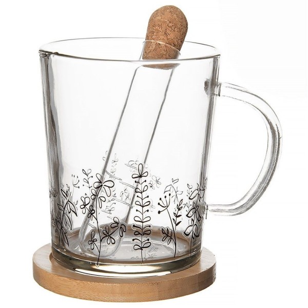 Kubek z zaparzaczem, Orion LOUKA 400 ml — szklany, 3 elementy