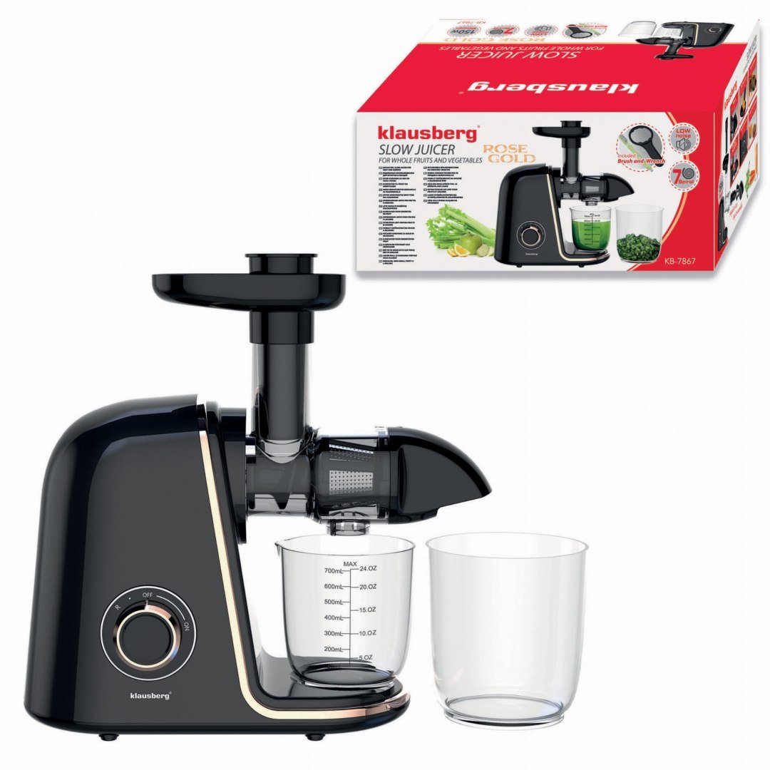 Sokowirówka wolnoobrotowa Klausberg 150W do owoców i warzyw